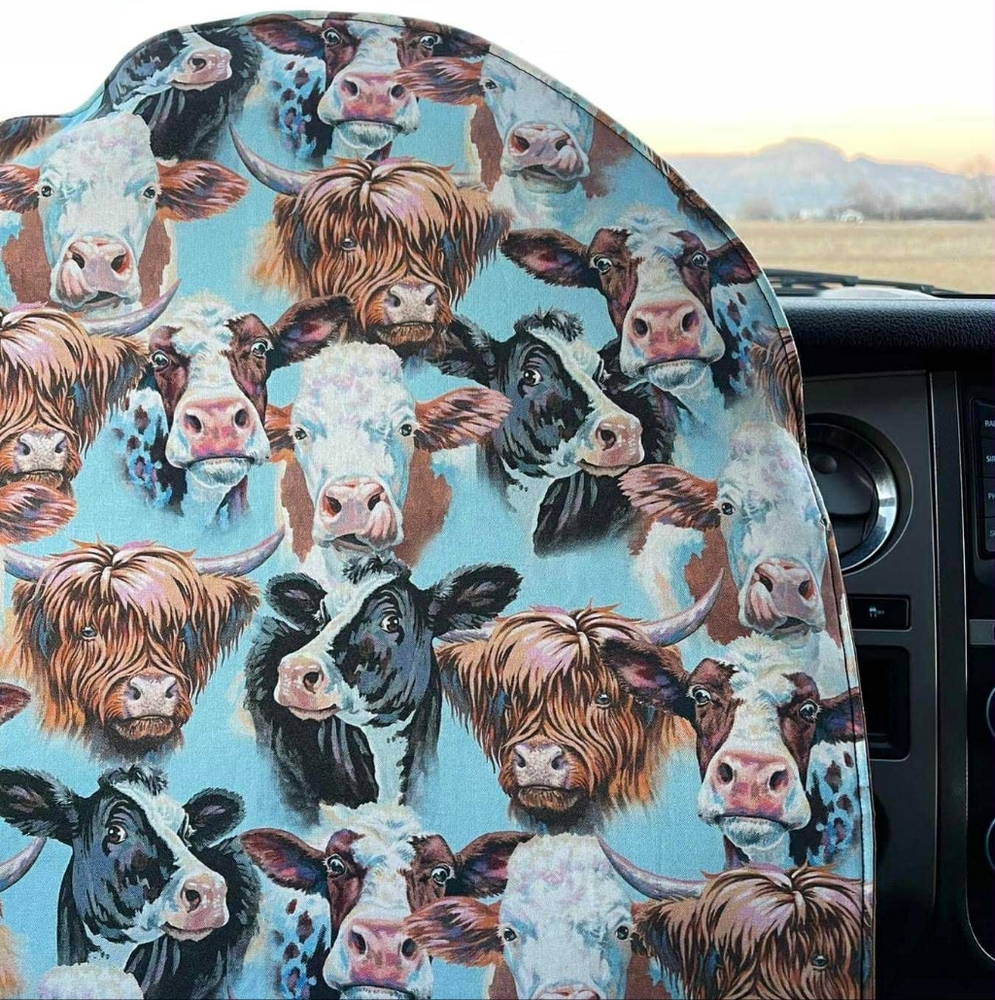 Farmhouse Cow Print Steering Wheel